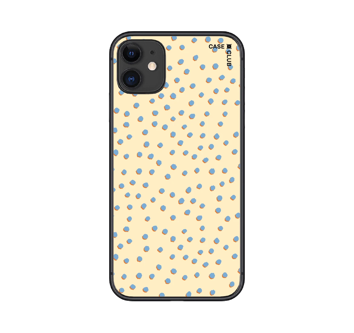 blue & yellow brush polka dots